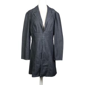 Vintage Y2K Bisou Bisou Dark Wash Blue Denim Mid Length Jacket L